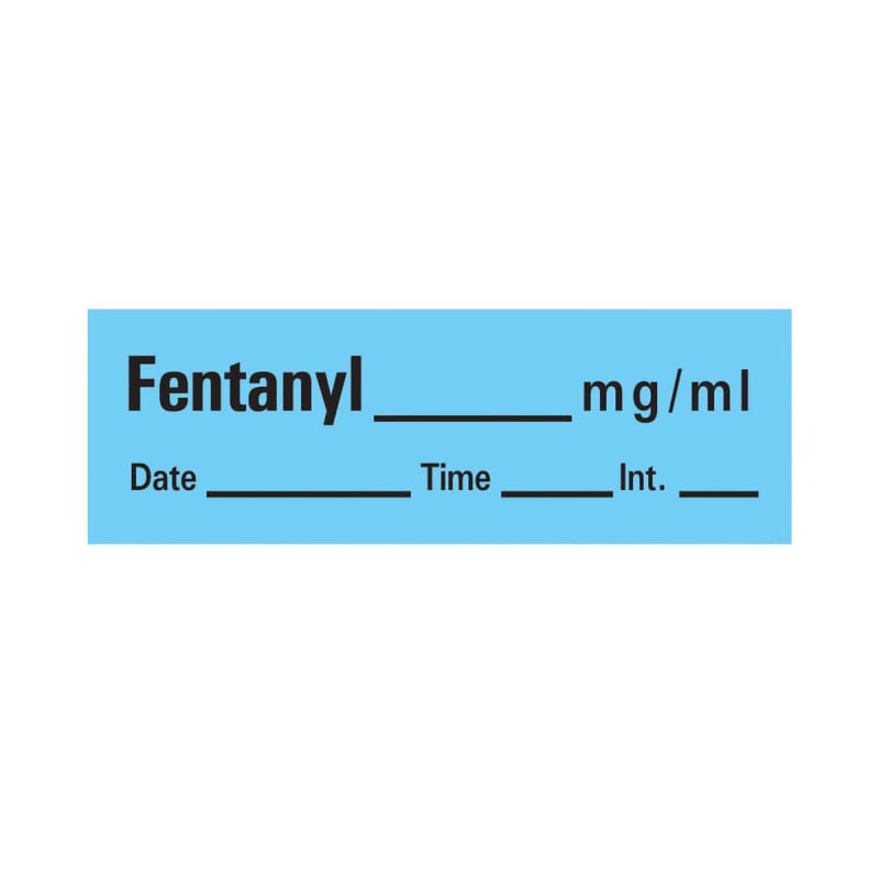 PDC Healthcare Timemed Anesthesia Label Tape, Fentanyl, 1/2 x 1-1/2 Inch