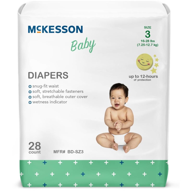 McKesson Baby Diapers, Size 3 for Babies weighing 16 â€“ 28 lbs.