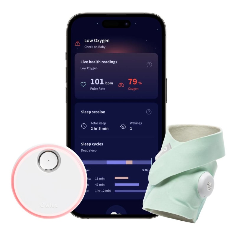 Owlet Baby Care Inc OwletÂ® Dream Sock Smart Baby Monitor, Track Heart Rate and Oxygen, Mint Color