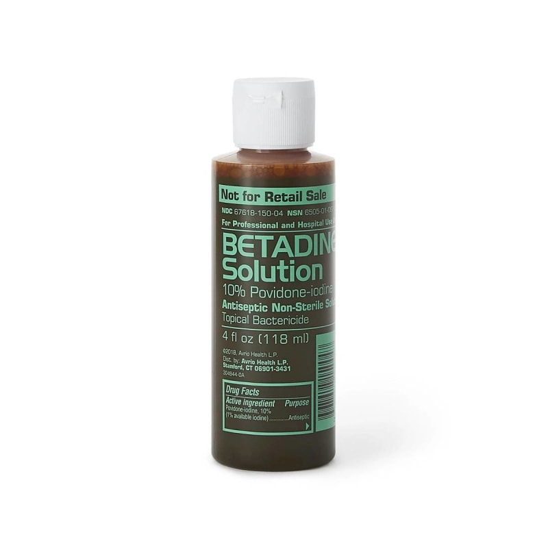 Emerson Healthcare Skin Prep Solution Betadine® 4 oz. Bottle 10% Strength Povidone-Iodine NonSterile Emerson Healthcare Skin Prep Solution Betadine® 4 oz. Bottle 10% Strength Povidone-Iodine NonSterile