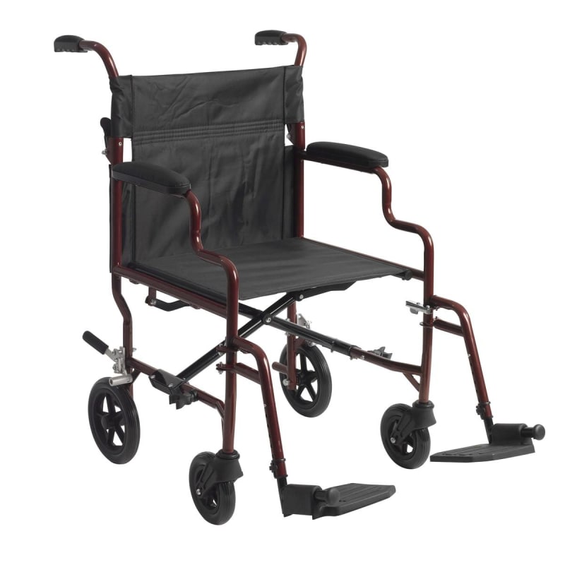 Drive DeVilbiss Healthcare driveâ„¢ Bariatric Heavy-Duty Transport Chair, Black with Red Finish