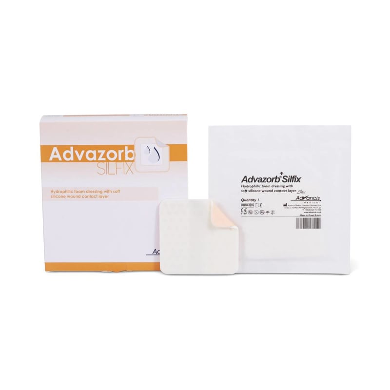 Mediusa Advazorb SilfixÂ® Nonadhesive without Border Silicone Foam Dressing, 4 x 4 Inch