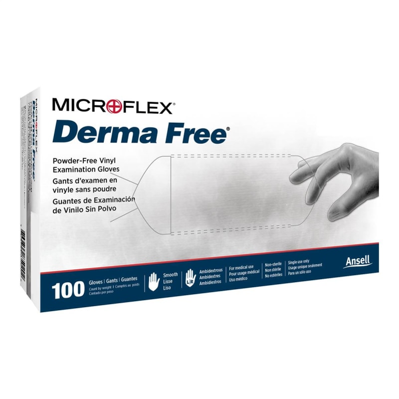 Microflex Medical Derma Freeâ„¢ Vinyl Exam Glove, Medium, Clear Microflex Medical Derma Freeâ„¢ Vinyl Exam Glove, Medium, Clear