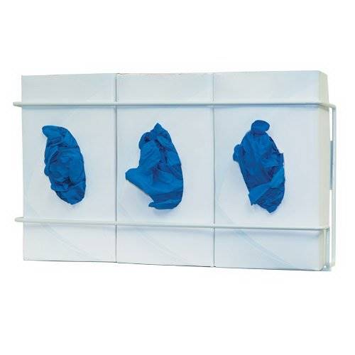 Bowman Manufacturing Glove Box Holder Horizontal or Vertical Mounted 3-Box Capacity White 3.75 X 8.16 X 16.32 Inch Coated Wire
