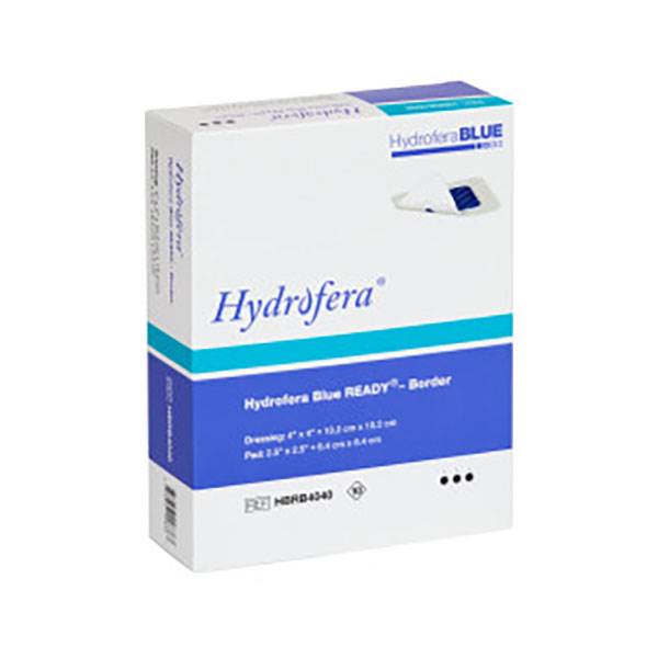 Hydrofera Blue Ready Border Antibacterial Foam Dressing with Silicone Border, 4" x 4" Hydrofera Blue Ready Border Antibacterial Foam Dressing with Silicone Border, 4" x 4"