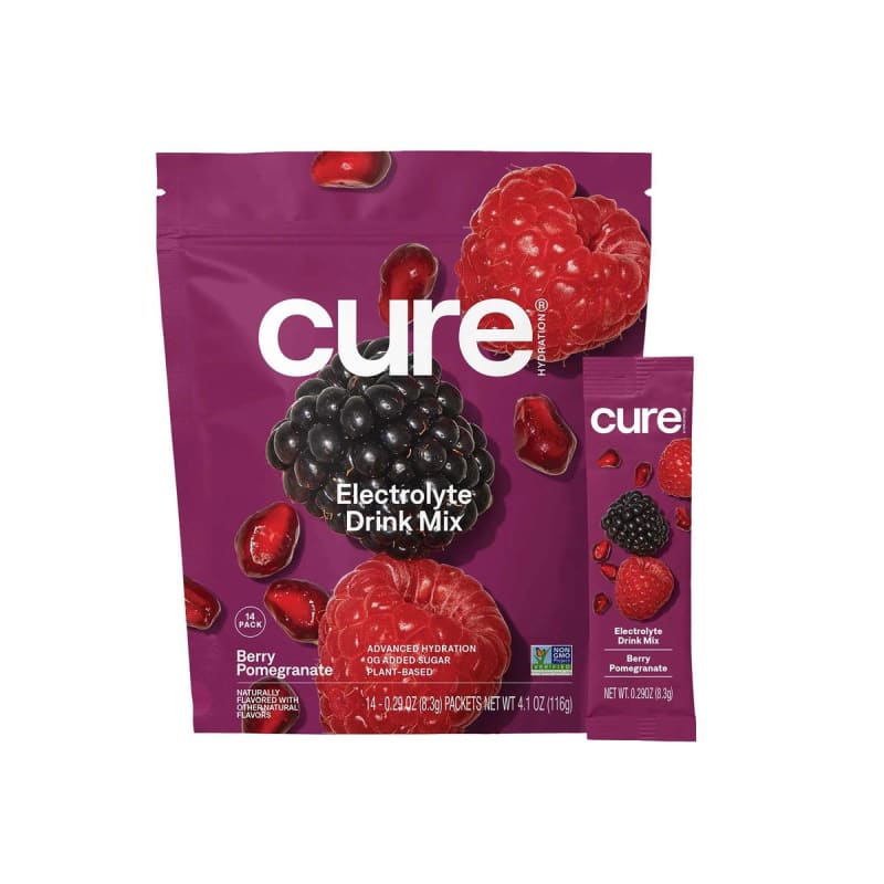 Cure Hydration Cure Electrolyte Drink Mix made with Coconut Water, Berry, 7.7-gram Packets