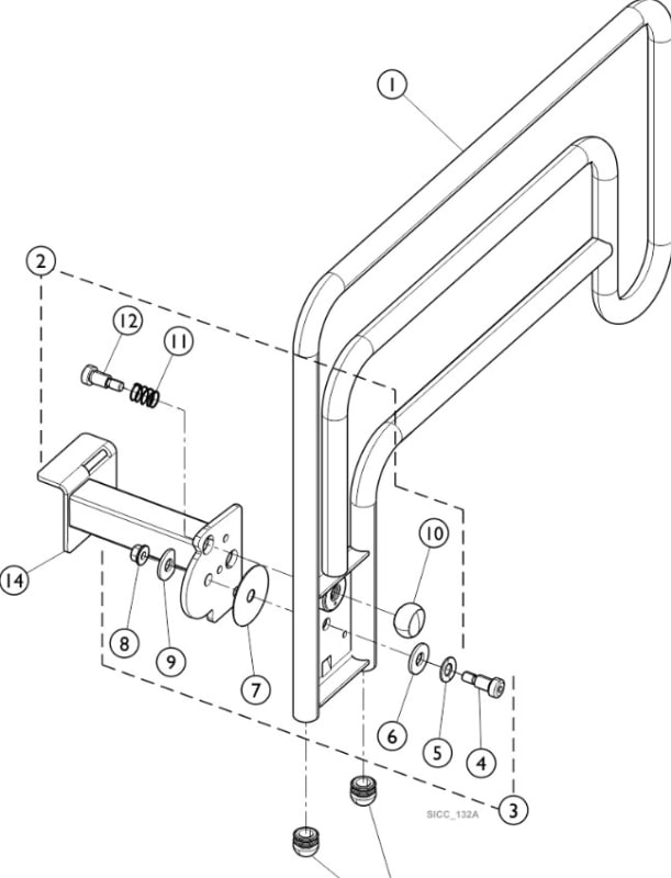 Invacare Assist Rail, 36'' Wide Deck