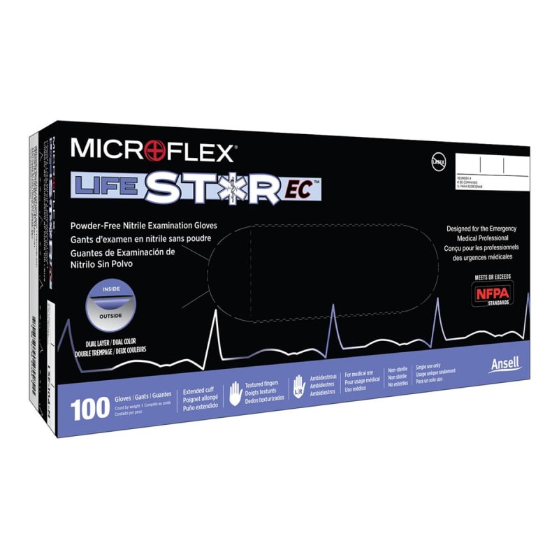 Microflex Medical LifeStarâ„¢ EC Extended Cuff Length Exam Glove, 2X-Large, White / Blue Microflex Medical LifeStarâ„¢ EC Extended Cuff Length Exam Glove, 2X-Large, White / Blue