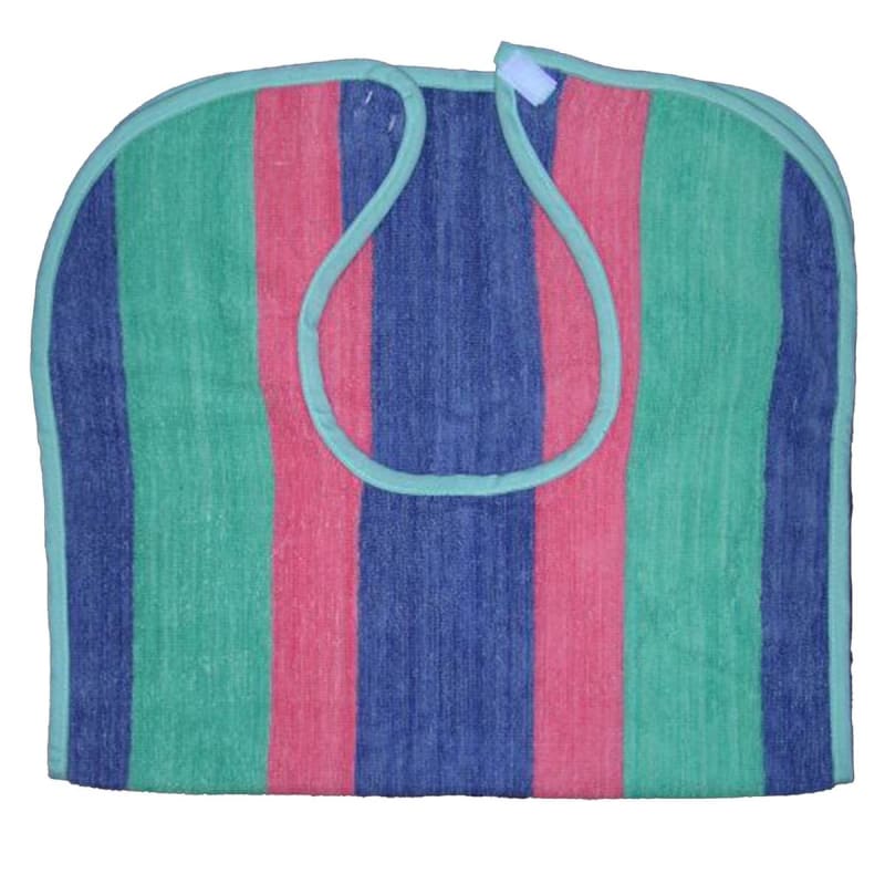 Lew Jan Textile Bib Hook and Loop Closure Reusable Terry Cloth Striped Lew Jan Textile Bib Hook and Loop Closure Reusable Terry Cloth Striped