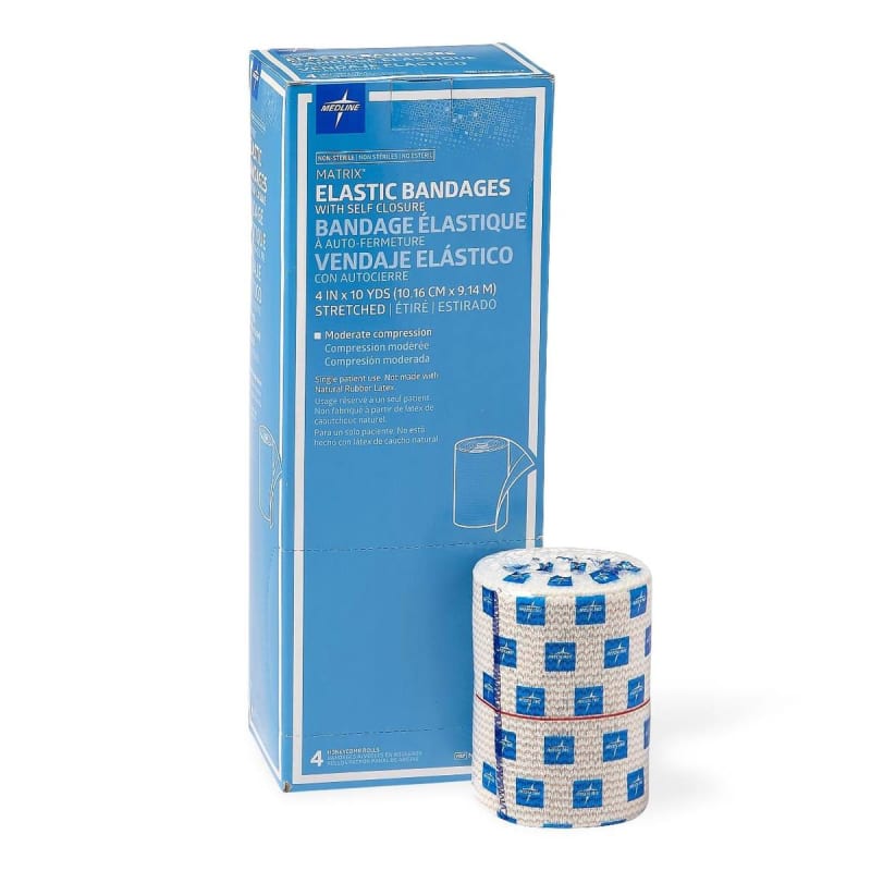 Medline MatrixÂ® Elastic Bandage with Self-Closure, Stretched, 4 Inch x 10 Yard