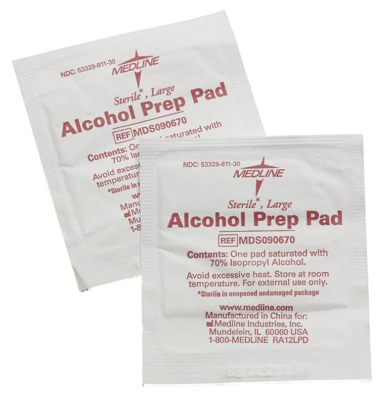 Medline Alcohol Prep Pad Medline 70% Strength Isopropyl Alcohol Individual Packet Medium Sterile Medline Alcohol Prep Pad Medline 70% Strength Isopropyl Alcohol Individual Packet Medium Sterile