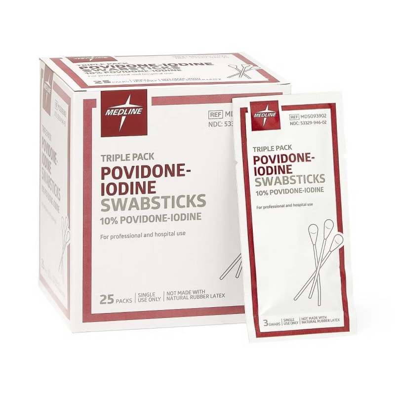 Medline Impregnated Swabstick 10% Strength Povidone-Iodine Individual Packet NonSterile Medline Impregnated Swabstick 10% Strength Povidone-Iodine Individual Packet NonSterile