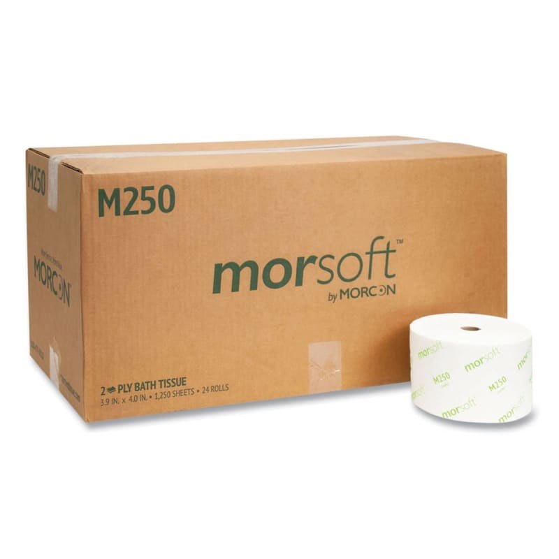 Essendant Co/United Stationers Toilet Tissue Morcon White 2-Ply Standard Size Cored Roll 1250 Sheets 4 X 4-1/2 Inch Essendant Co/United Stationers Toilet Tissue Morcon White 2-Ply Standard Size Cored Roll 1250 Sheets 4 X 4-1/2 Inch