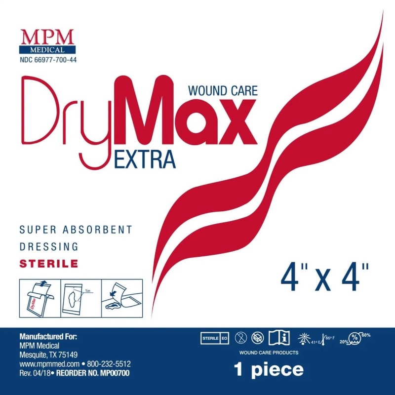 MPM Medical DryMax Extra Super Absorbent Dressing, 4 x 4 Inch