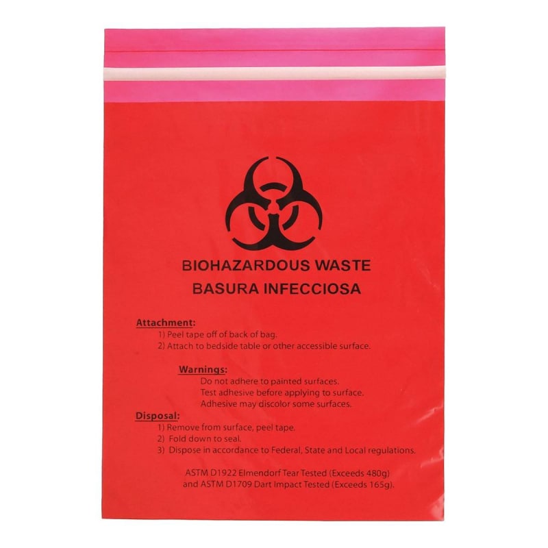 Unimed - Midwest Stick on Biohazard Waste Bag Biohazard Symbol 0.65 gal. Red 12 X 14 Inch Unimed - Midwest Stick on Biohazard Waste Bag Biohazard Symbol 0.65 gal. Red 12 X 14 Inch