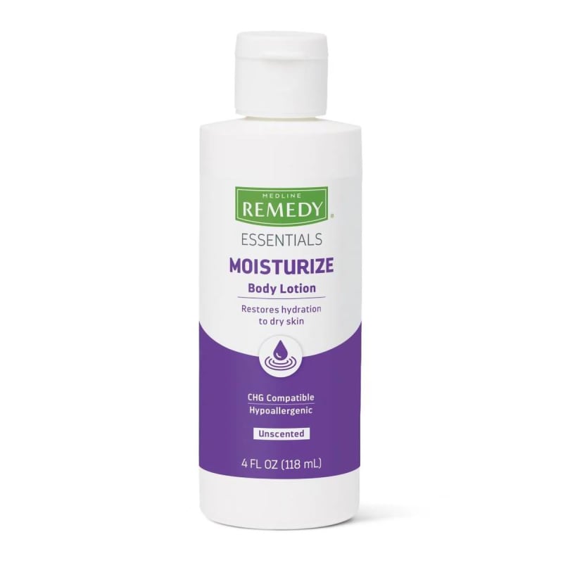 Medline Hand and Body Moisturizer Medline Remedy® Essentials Moisturize 4 oz. Bottle Unscented Lotion CHG Compatible Medline Hand and Body Moisturizer Medline Remedy® Essentials Moisturize 4 oz. Bottle Unscented Lotion CHG Compatible
