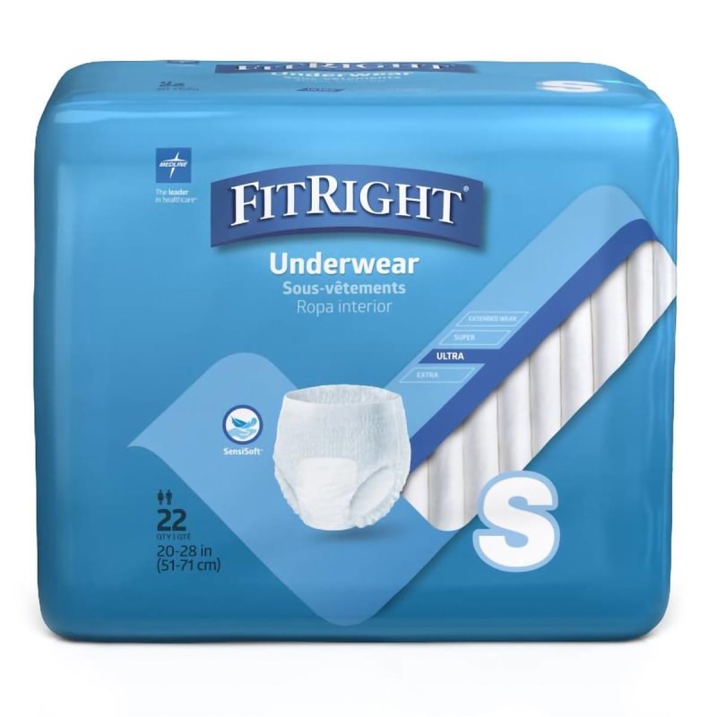 Medline Absorbent Underwear FitRight® Classic Pull On with Tear Away Seams Small Unisex Disposable Moderate Absorbency Medline Absorbent Underwear FitRight® Classic Pull On with Tear Away Seams Small Unisex Disposable Moderate Absorbency