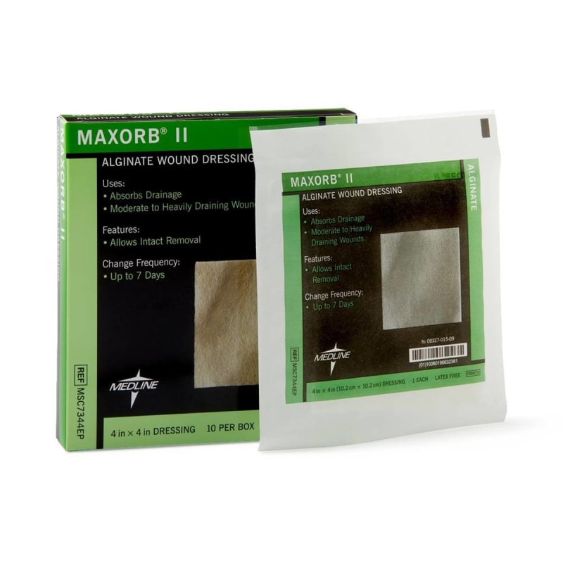 Medline Maxorb® II Alginate Dressing, 4 x 4 inch Medline Maxorb® II Alginate Dressing, 4 x 4 inch