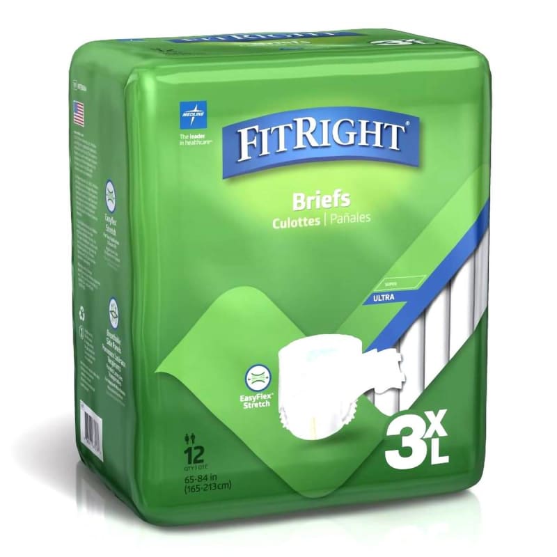 Medline Incontinence Brief FitRight® Bariatric Adult 3X-Large Unisex Disposable Heavy Absorbency Medline Incontinence Brief FitRight® Bariatric Adult 3X-Large Unisex Disposable Heavy Absorbency