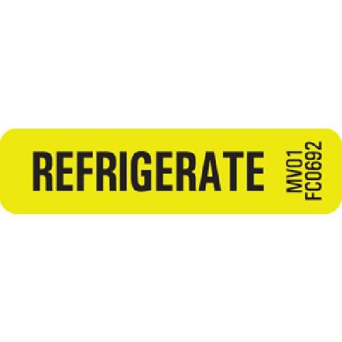 PDC Healthcare Pre-Printed Label MedVision® Auxiliary Label Chartreuse Paper REFRIGERATE Black Temperature Control 5/16 X 1-1/4 Inch PDC Healthcare Pre-Printed Label MedVision® Auxiliary Label Chartreuse Paper REFRIGERATE Black Temperature Control 5/16 X 1-1/4 Inch