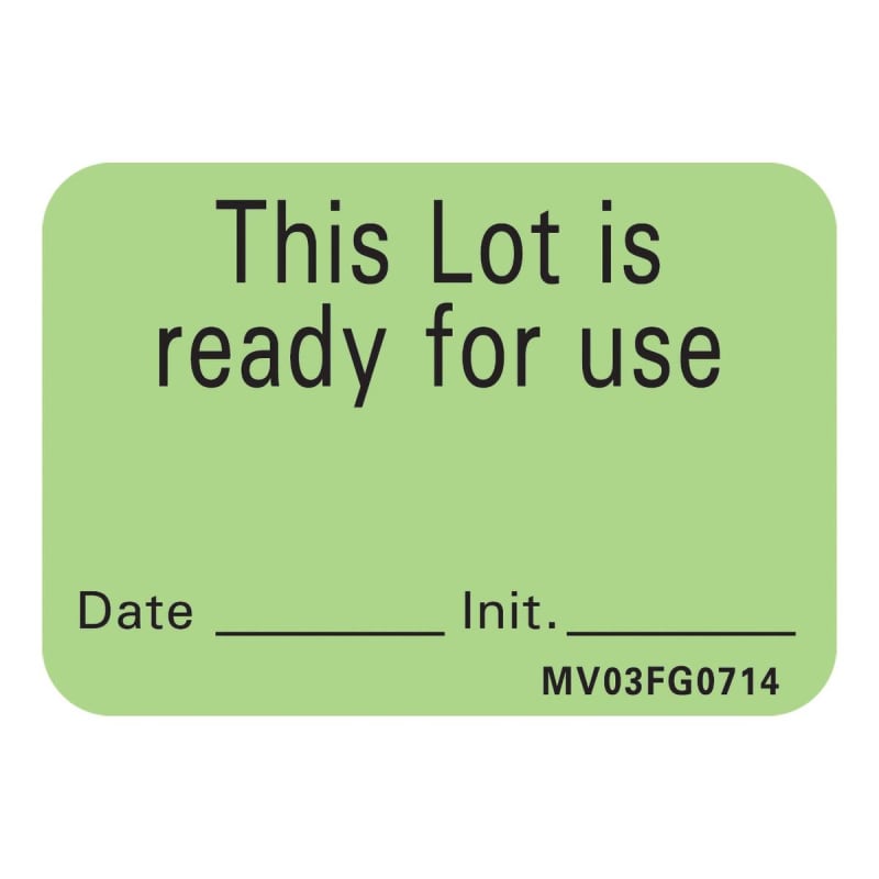 PDC Healthcare MedVisionÂ® 'This Lot is Ready for Use' Write-On Label, 1.438 x 1 Inch