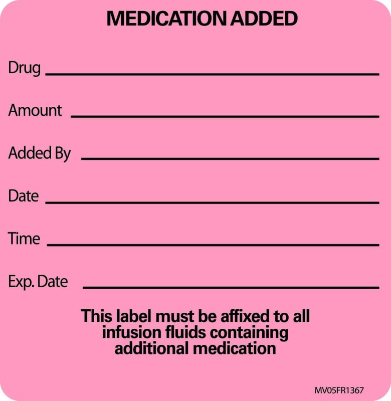 PDC Healthcare MedVisionÂ® 'Medication Added' Advisory Label, 2.5 x 2.5 Inch