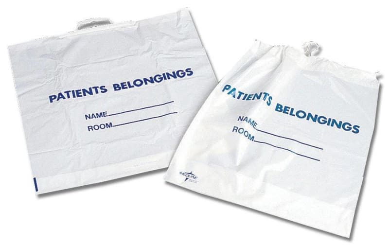 Medline Patient Belongings Bag Medline 18 X 20 Inch Plastic Snap Closure White