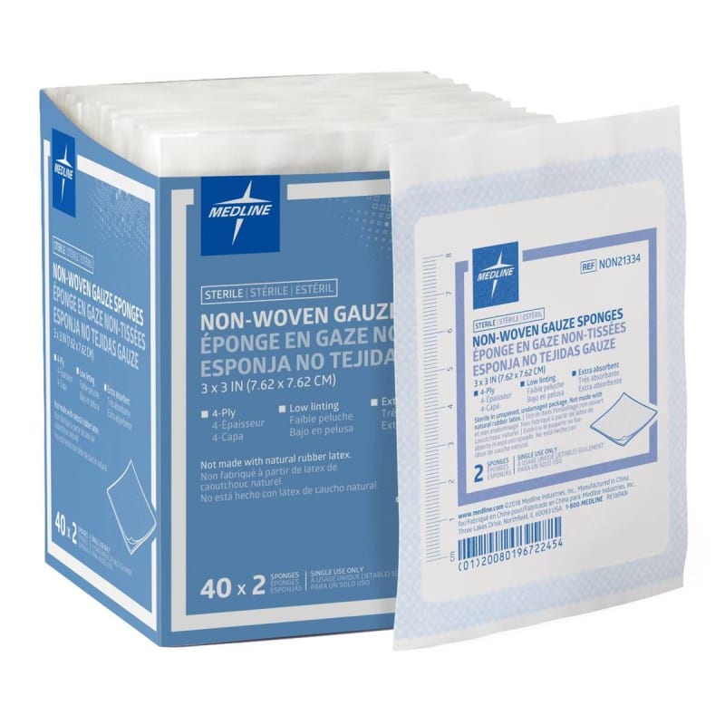Medline Nonwoven Sponge Avant GauzeÂ® 3 X 3 Inch 4-Ply Sterile 2 per Pack