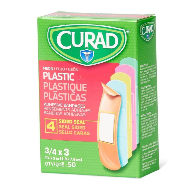 Medline Adhesive Strip CuradÂ® Plastic Neon 3/4 X 3 Inch Sterile