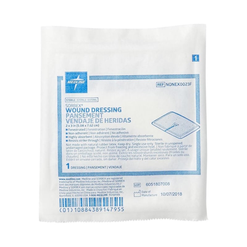 Medline Sorbexâ„¢ Sterile Absorbent Dressing, 2 x 3 Inch