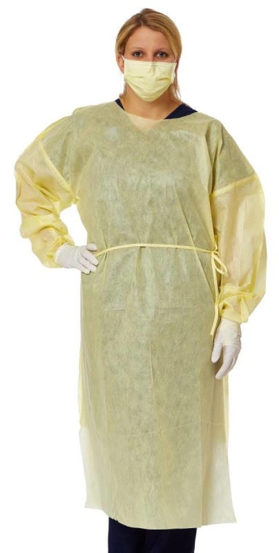 Medline Protective Procedure Gown QuickComplyâ„¢ X-Large Yellow NonSterile AAMI Level 2 Disposable