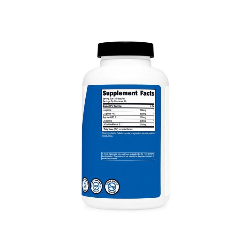 Nutricost Dietary Supplement nutricost® Nitric Oxide Booster L-Arginine - L-Arginine HCl - Arginine AKG 2:1 - L-Citrulline - L-Citrulline Malate 2:1 500 mg - 50 Nutricost Dietary Supplement nutricost® Nitric Oxide Booster L-Arginine - L-Arginine HCl - Arginine AKG 2:1 - L-Citrulline - L-Citrulline Malate 2:1 500 mg - 50