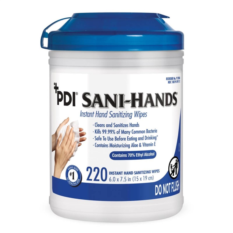 Professional Disposables Sani-Hands Hand Sanitizing Wipes, Ethyl Alcohol, Canister