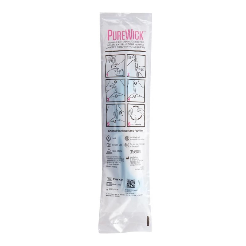 Bard Female External Catheter PureWickâ„¢ Flex Nonwoven Absorbent Fabric One Size Fits Most