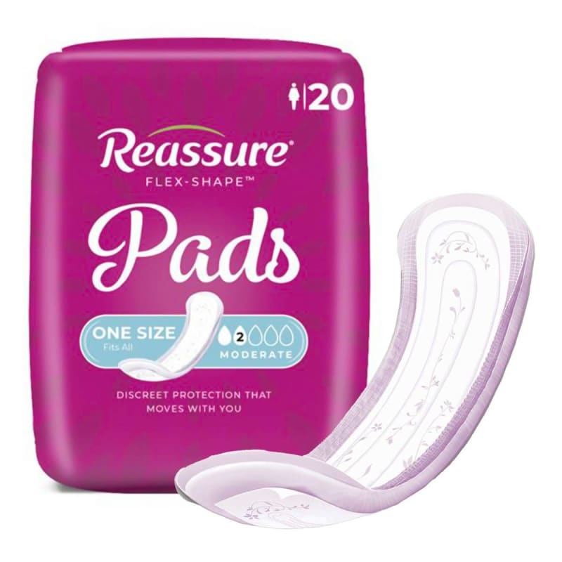 Attends Healthcare Products Incontinence Liner Reassure® Flex-Shape Pad™ Moderate Absorbency Polymer Core One Size Fits Most Attends Healthcare Products Incontinence Liner Reassure® Flex-Shape Pad™ Moderate Absorbency Polymer Core One Size Fits Most