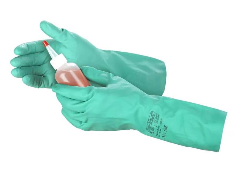 Uline Chemical Protection Glove AlphaTec® Sol-Vex® 37-155 Medium Nitrile Green 13 Inch Length Gauntlet Cuff NonSterile Uline Chemical Protection Glove AlphaTec® Sol-Vex® 37-155 Medium Nitrile Green 13 Inch Length Gauntlet Cuff NonSterile