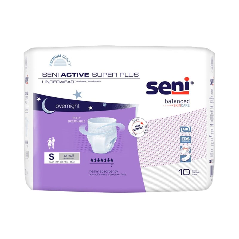 TZMO USA Inc Seni® Active Super Plus Overnight Heavy Absorbent Underwear, Small TZMO USA Inc Seni® Active Super Plus Overnight Heavy Absorbent Underwear, Small