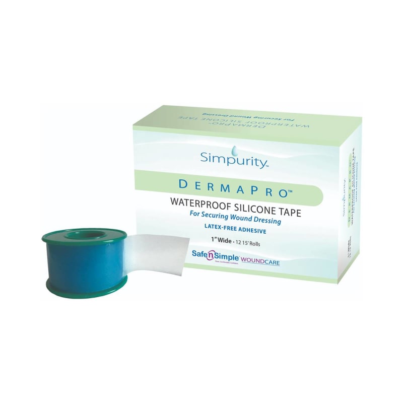 Safe N Simple DermaProâ„¢ Silicone Medical Tape, 1 Inch x 5 Yard, Transparent Safe N Simple DermaProâ„¢ Silicone Medical Tape, 1 Inch x 5 Yard, Transparent