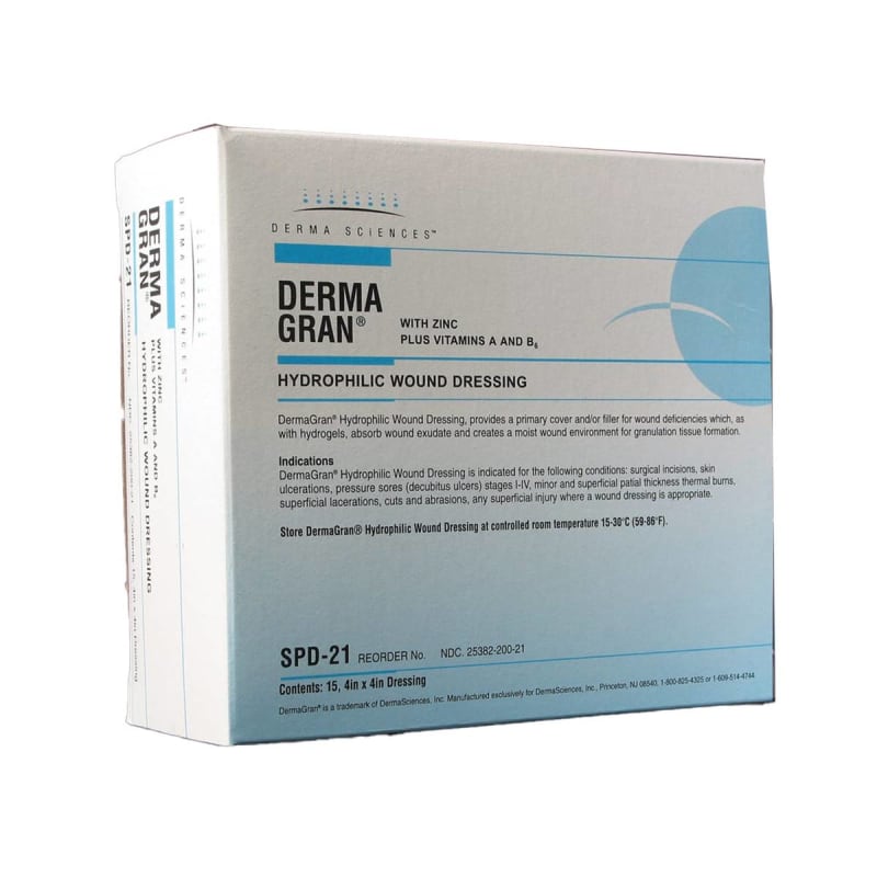 Gentell DermagranÂ® B Zinc Impregnated Dressing, 4 x 4 Inch
