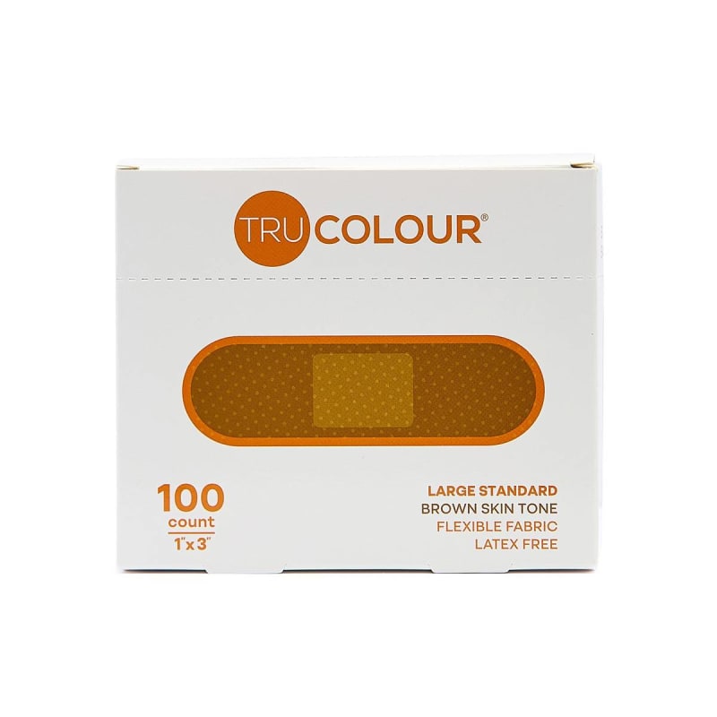 Tru-Colour Products LLC Tru-Colour Skin Tone Shade Fabric Bandage Adhesive Strips â€“ Brown, 1 x 3 Inch