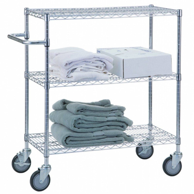 R&B Wire Triple Shelf Utility Cart 24" x 36" R&B Wire Triple Shelf Utility Cart 24" x 36"
