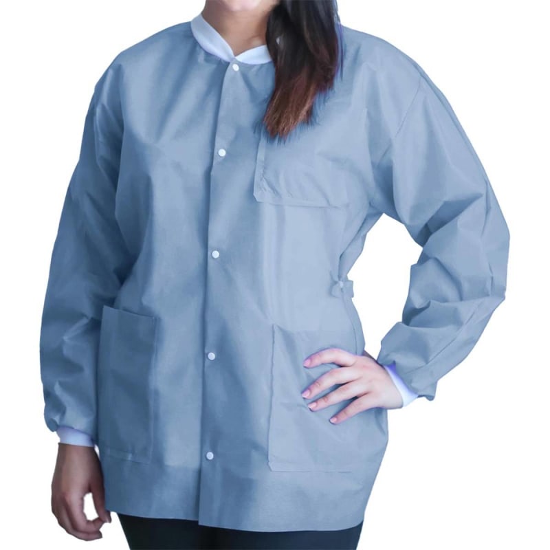 Dukal Lab Jacket FitMeâ„¢ Ceil Blue Small Hip Length 3-Layer SMS Disposable Dukal Lab Jacket FitMeâ„¢ Ceil Blue Small Hip Length 3-Layer SMS Disposable