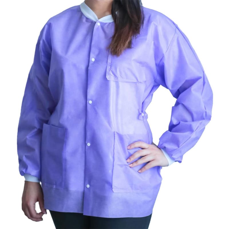 Dukal Lab Jacket FitMeâ„¢ Purple X-Large Hip Length 3-Layer SMS Disposable