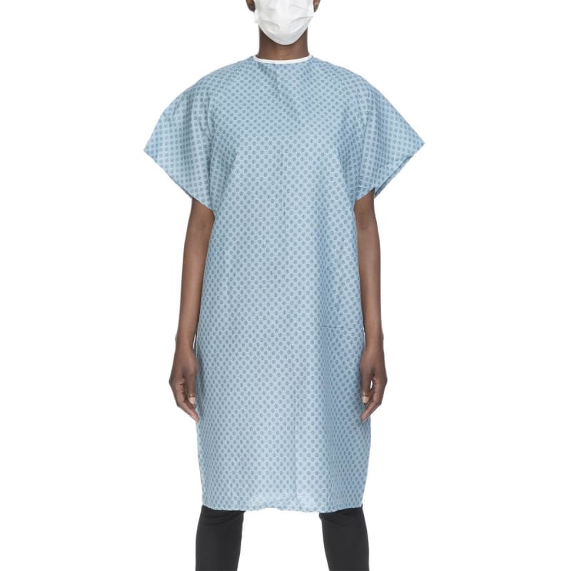 Lew Jan Textile Reusable Patient Exam Gown, One Size Fits Most, Blue Lew Jan Textile Reusable Patient Exam Gown, One Size Fits Most, Blue