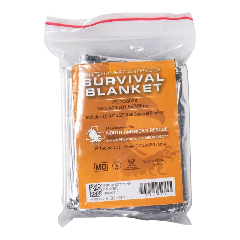 North American Rescue Emergency Blanket North American Rescue® 56 X 84 Inch Mylar / Polyethylene 1.84 oz. North American Rescue Emergency Blanket North American Rescue® 56 X 84 Inch Mylar / Polyethylene 1.84 oz.