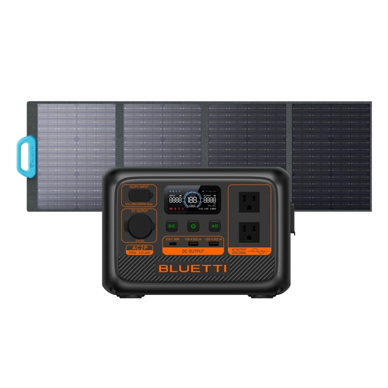 BLUETTI AC2P+PV120 | 300W, 230.4Wh, 120W Solar Kit