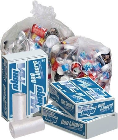 7 Gallon Trash Can Liner, 0.35 Mil, Clear, Coreless