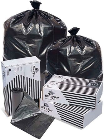 15-30 Gallon Trash Can Liner, .8mil, Black, Coreless