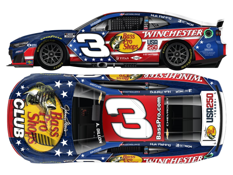 **Preorder** AUSTIN DILLON 2026 BASS PRO SHOP/WINCHESTER PATRIOTIC 1:64 ARC DIECAST