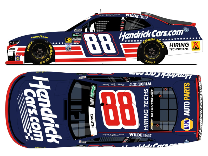 **Preorder** AUTOGRAPHED RAJAH CARUTH 2026 HENDRICKCARS.COM PATRIOTIC 1:24 AUTOGRAPH ARC DIECAST